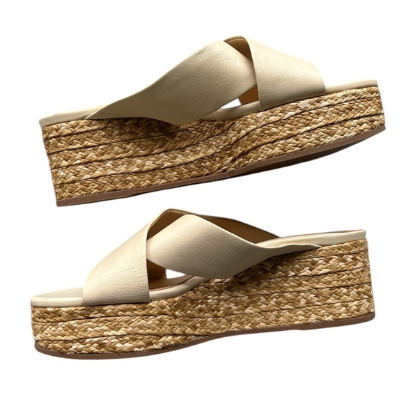 Marion Parke Bethany Wedge Bone Napa Leather New Excellent Italy $595. Size 7.5 - Picture 4 of 12